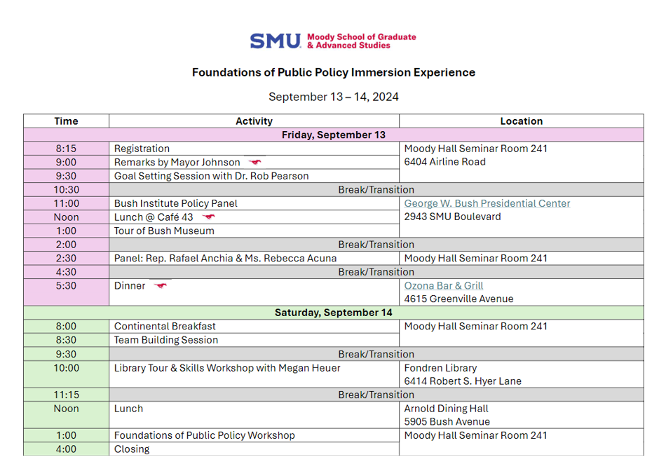 Sample Schedule